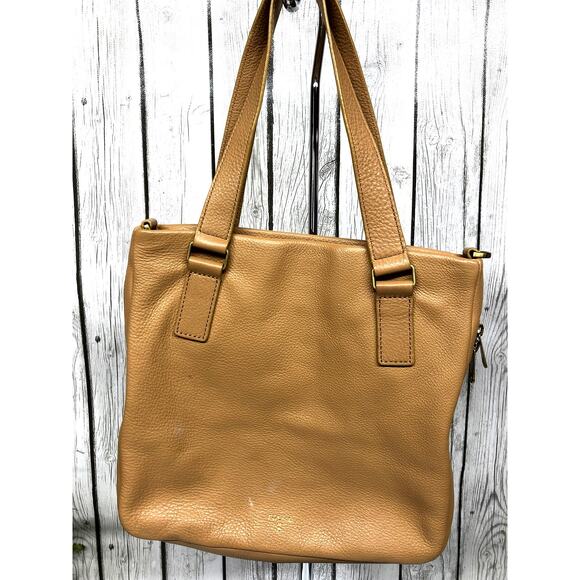 Fossil Handbags - Fossil beige Leather Expandable Shoulder Bag